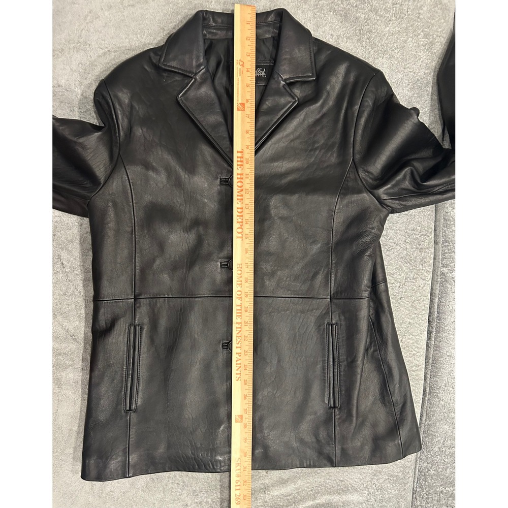 Excelled Collection Womens Black Leather Blazer Jacket Coat 3 Button Size XL RS - Picture 7 of 10